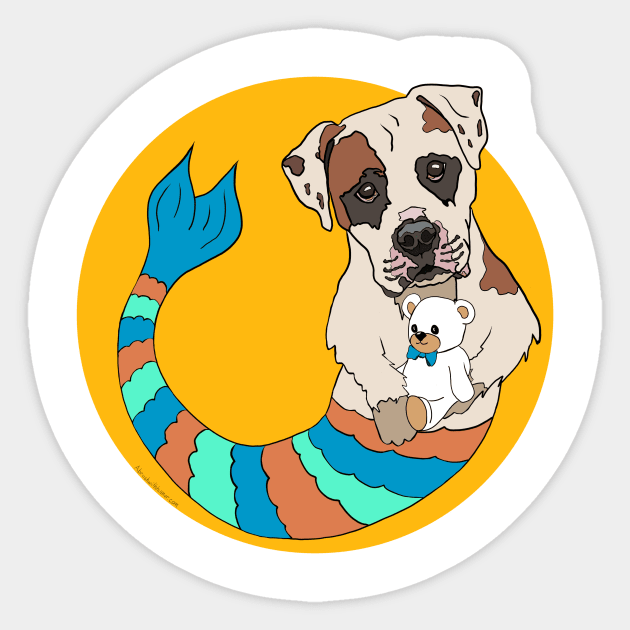 Peetie the Pitbull Mermutt Sticker by abrushwithhumor